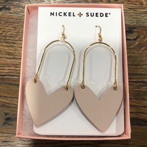 NIB Nickel and Suede Soft Sand Sweethearts earrings
